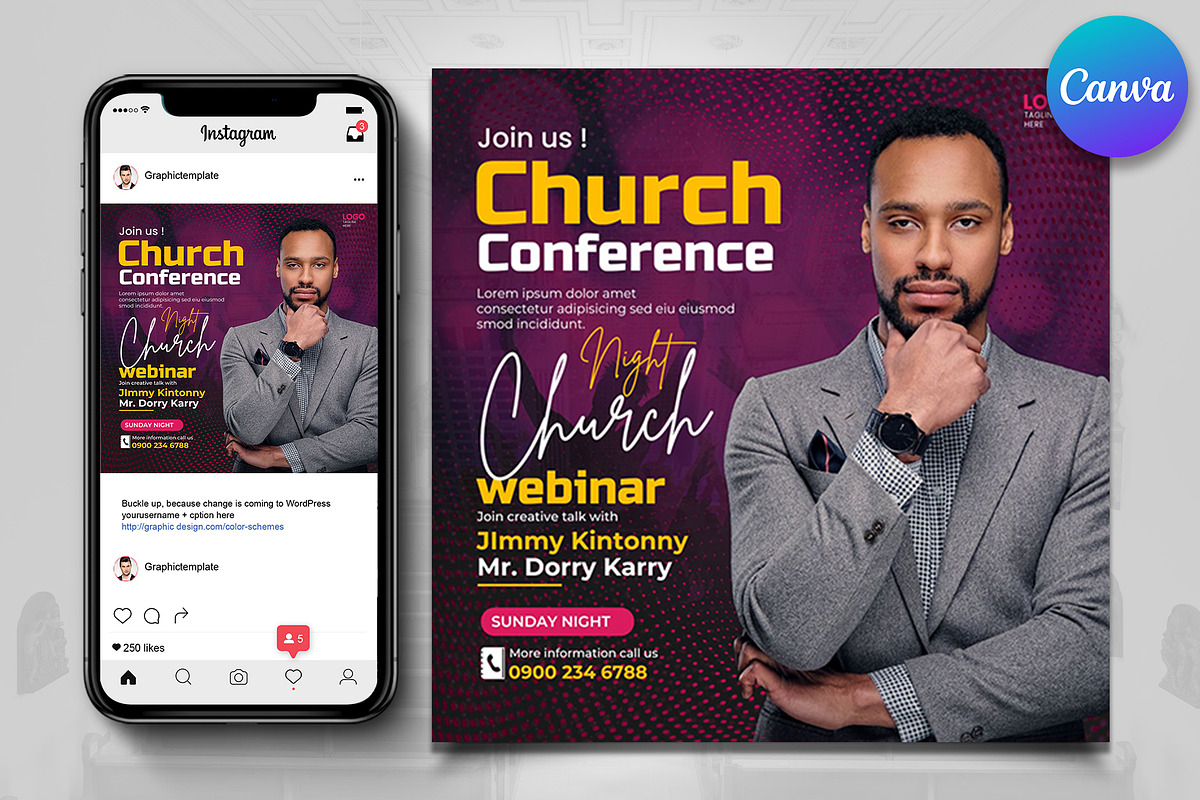 Church Worship Flyer Canva Temlate, a Flyer Template by Psd Templates (Photo 1 of 2)