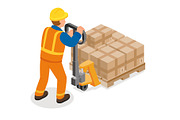 Isometric worker in orange uniform, an Illustration by Booblgum (Thumbnail 1 of 3)