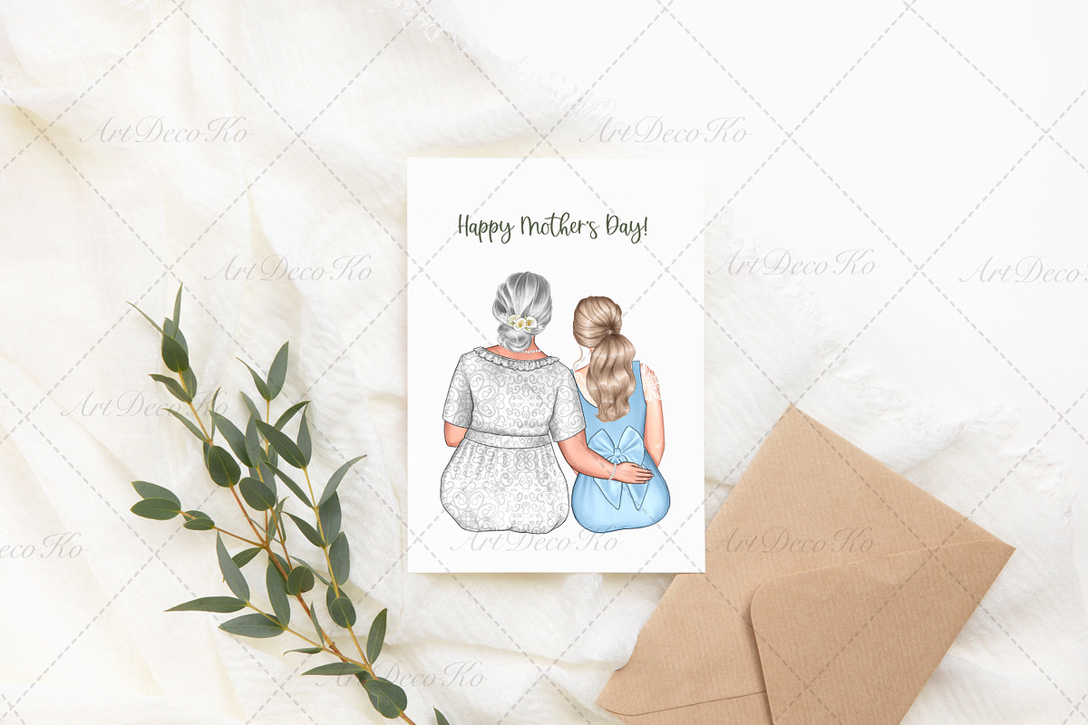 Elderly mother and daughter clipart,, a Person Illustration by DekoArt (Photo 6 of 6)