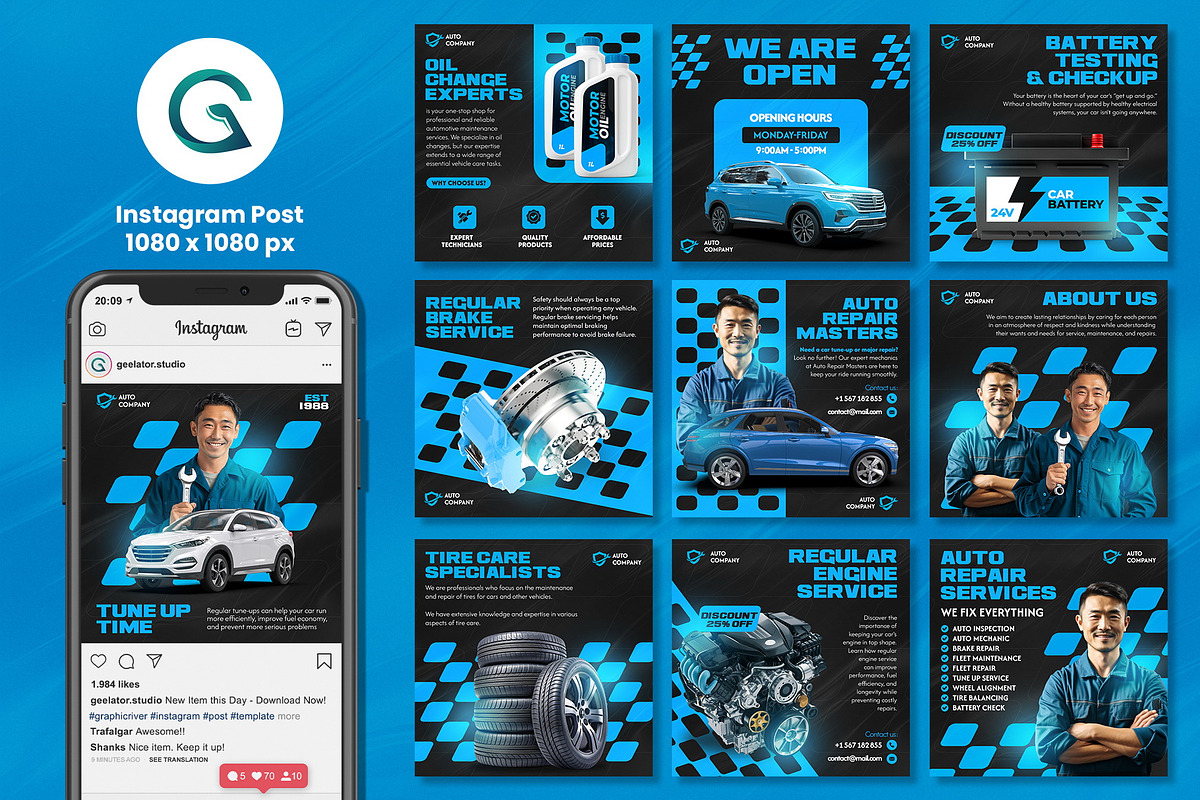 Auto Repair Social Media Pack preview 2