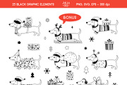 Christmas Dachshunds Collection, a Seasonal Illustration by JulzaArt (Thumbnail 9 of 10)