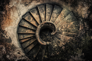Vintage spiral staircase reveals int, a Photo by Iftikhar Alam