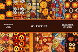70s Crochet Seamless Digital Paper