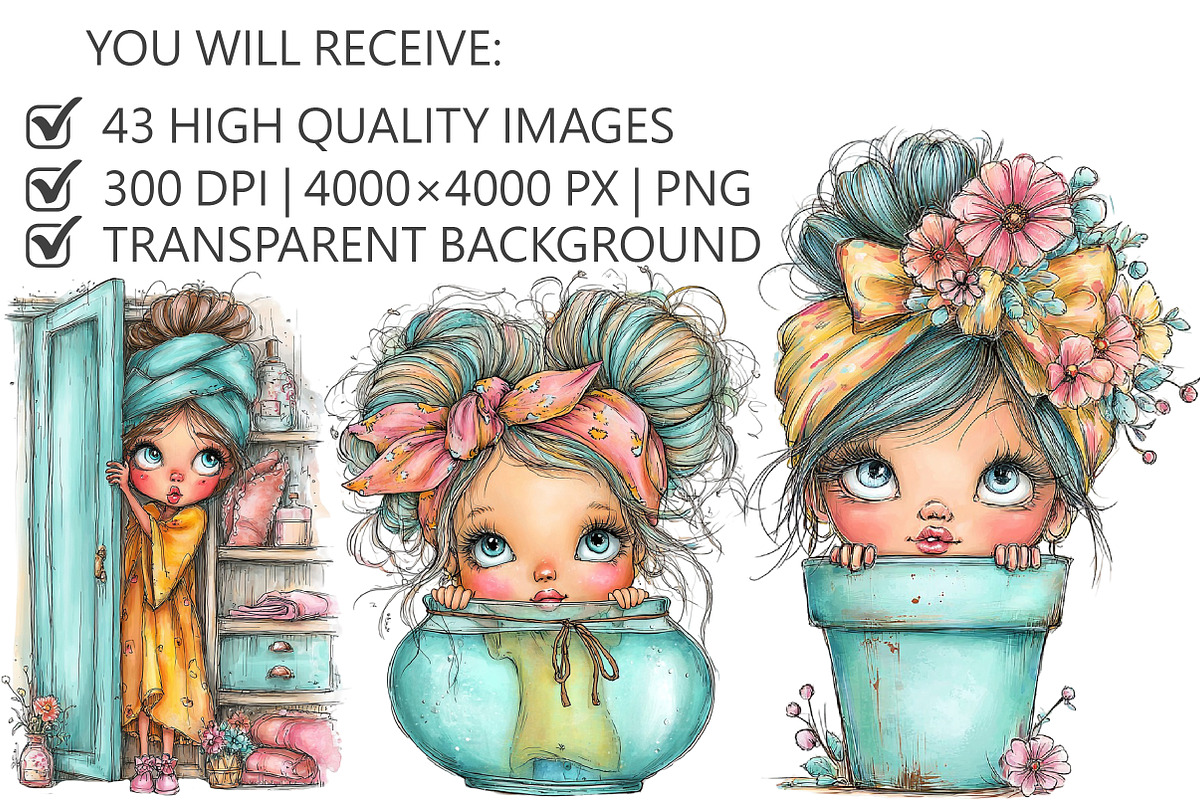 Whimsical Quirky Girl Peeking, an Illustration by Pixels.Craft (Photo 4 of 5)
