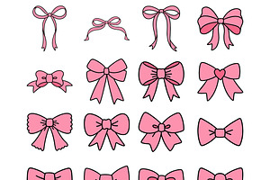 Pink Bows PNG SVG Clipart