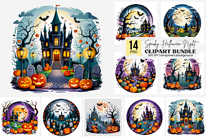 Spooky Halloween Night PNG Bundle, a Graphic by Clipart Bloom