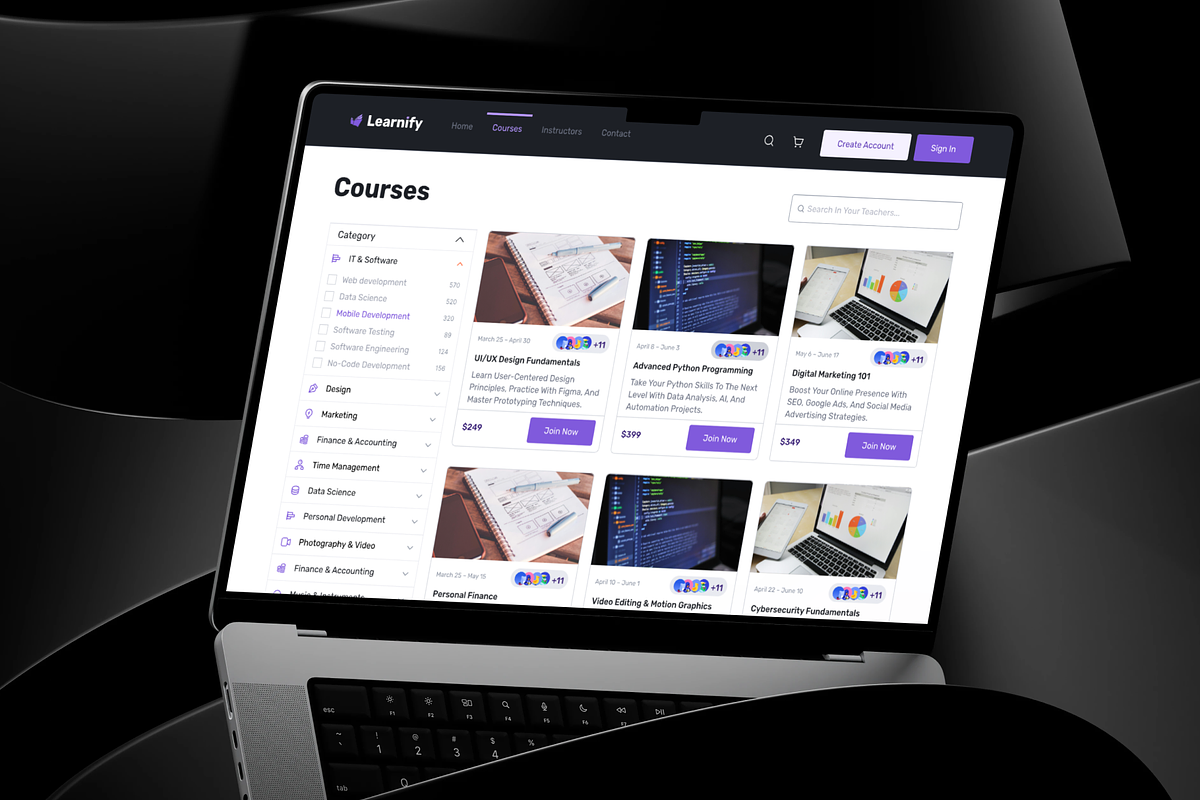 Modern E-Learning Platform UI Kit, an UI Kit Template by Bixproducts (Photo 3 of 8)