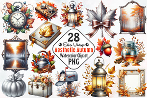 Silver Vintage Aesthetic Autumn Png, an Illustration by RobertsArt