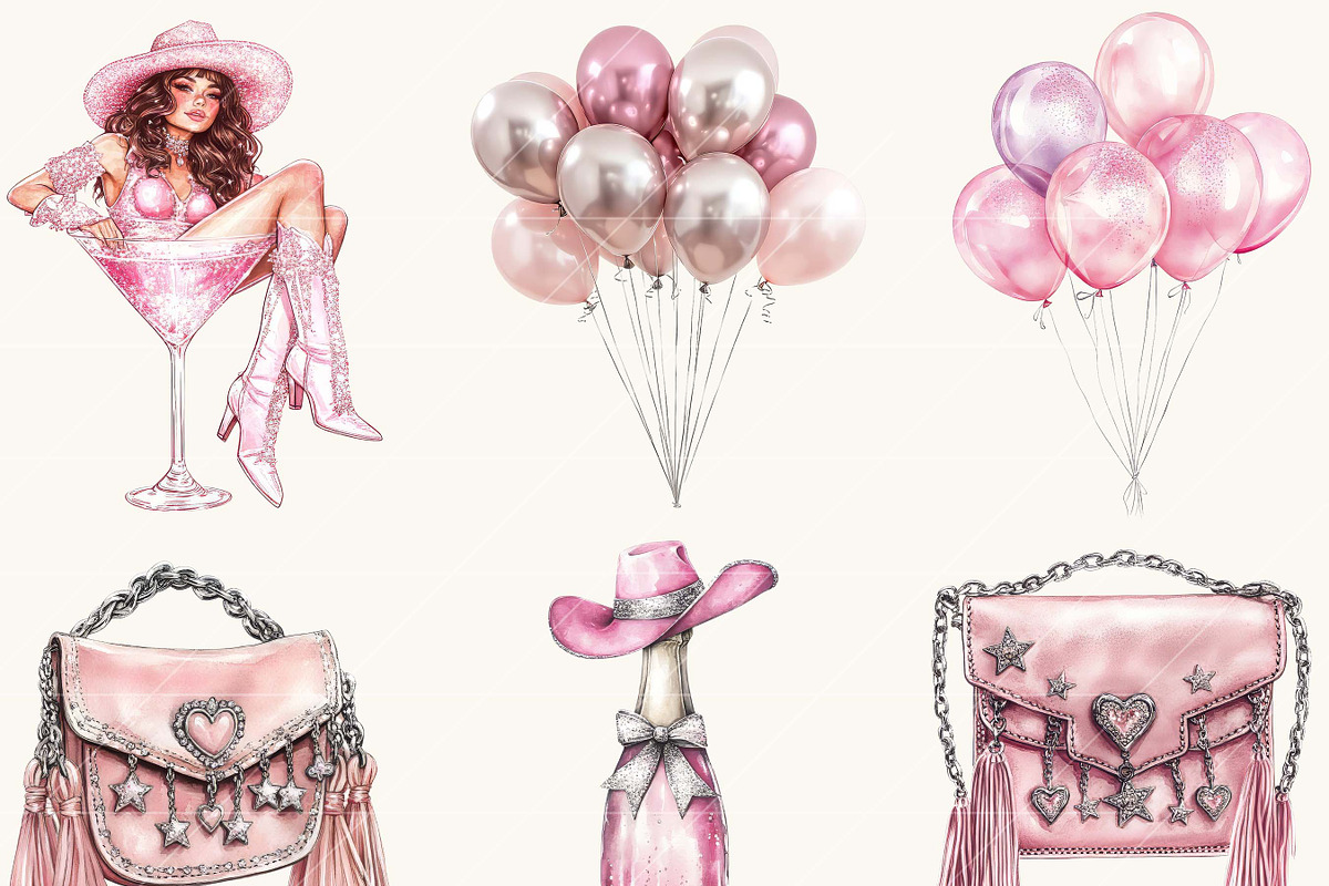 Pink Disco Cowgirl Clipart, a Person Illustration by Design Scotch (Photo 2 of 9)