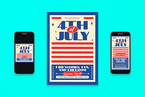 Blue Bold 4th of July Flyer Set, a Flyer Template by Aiyari Graphic
