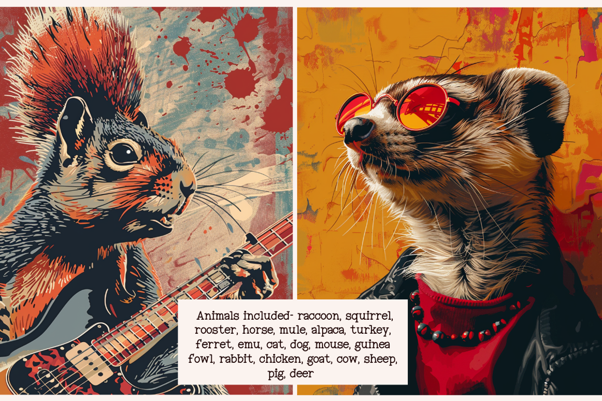 Pop Art Punk Farm Animals, a Background Graphic by PrintHaven Designs (Photo 2 of 8)