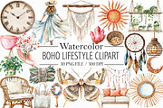 Boho Lifestyle Clipart, an Illustration by Libby Wishes (Thumbnail 1 of 6)