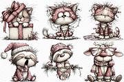 Funny Christmas Animals Clipart, an Illustration by Craft Nest (Thumbnail 5 of 6)
