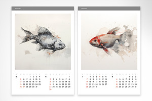 Fish Illustrations 2024 Calendar