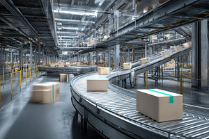 Automated Warehouse Cardboard Boxes, a Photo by Pixeness Studio