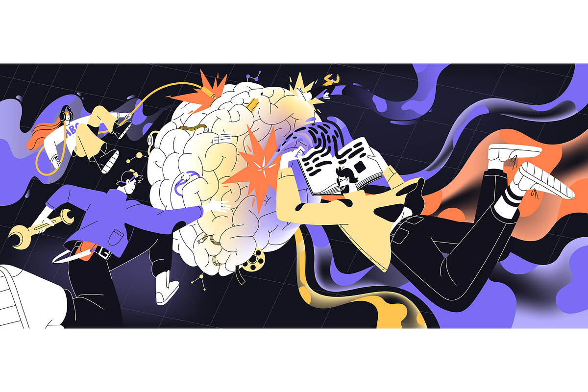 Brain work, mind and AI concept, a Person Illustration by PaperTrident (Photo 5 of 9)