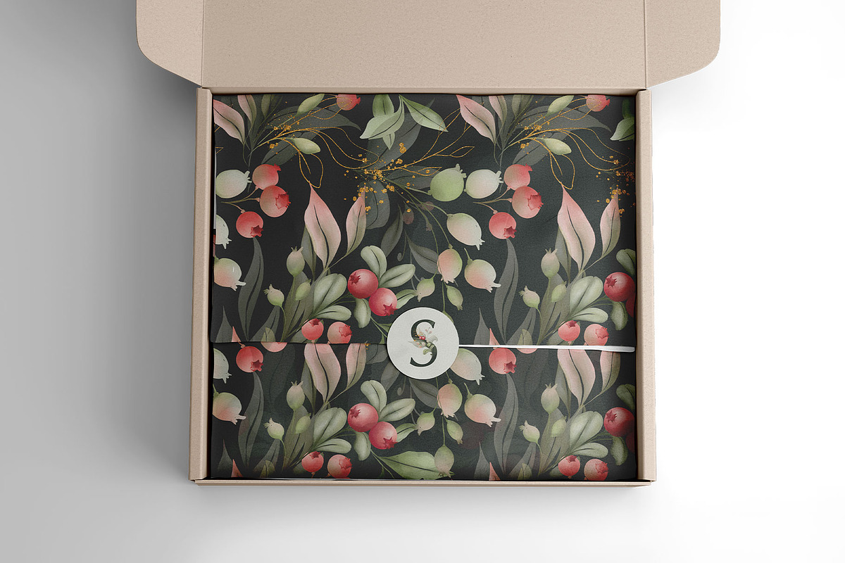 CRANBERRY CHRISTMAS watercolor set, a Decorative Illustration by Yuliia Lashevska (Photo 11 of 13)