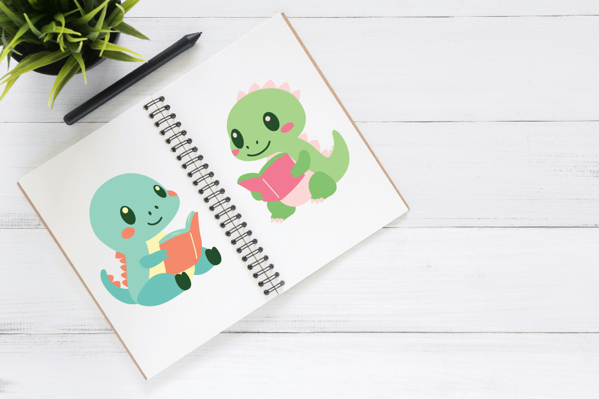14 Cute Dino Dinosaur Character, an Animal Illustration by jongcreative (Photo 4 of 7)
