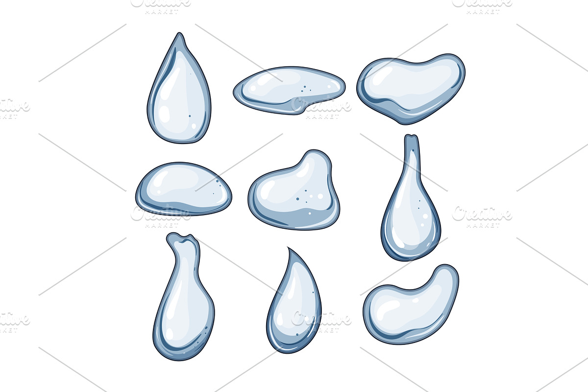 water drops set cartoon vector, an Object Illustration by pikepicture