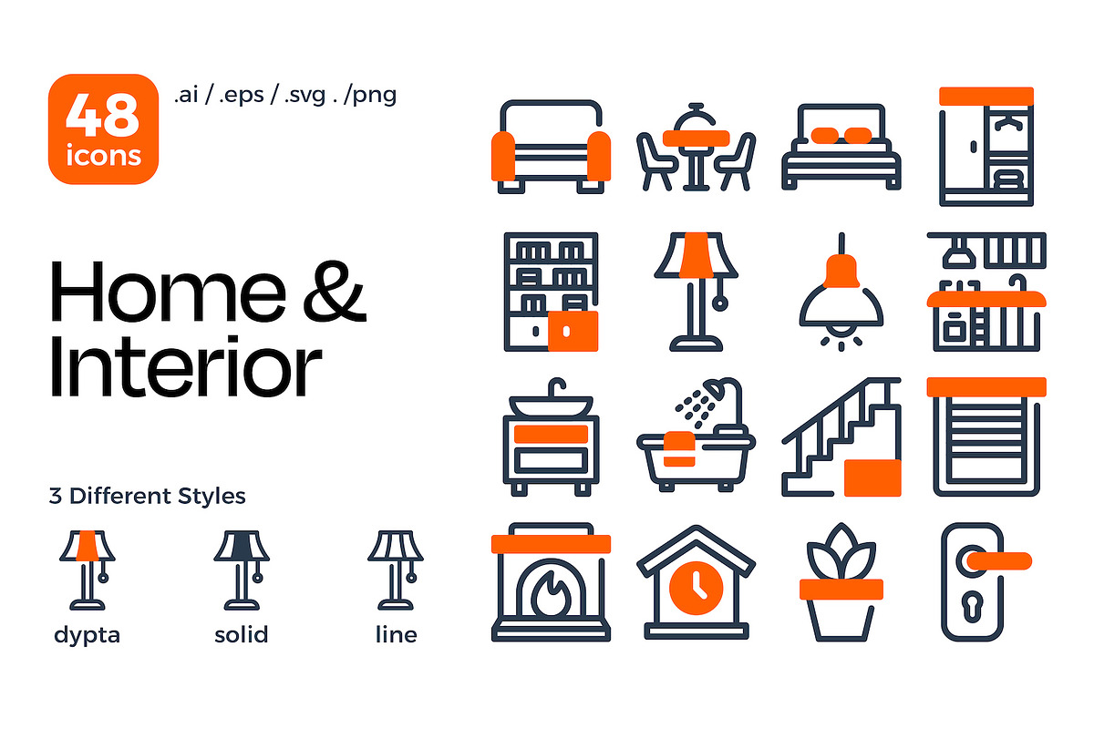Home & Interior Icon Set, a Duotone Icon by Eklip Studio (Photo 1 of 4)