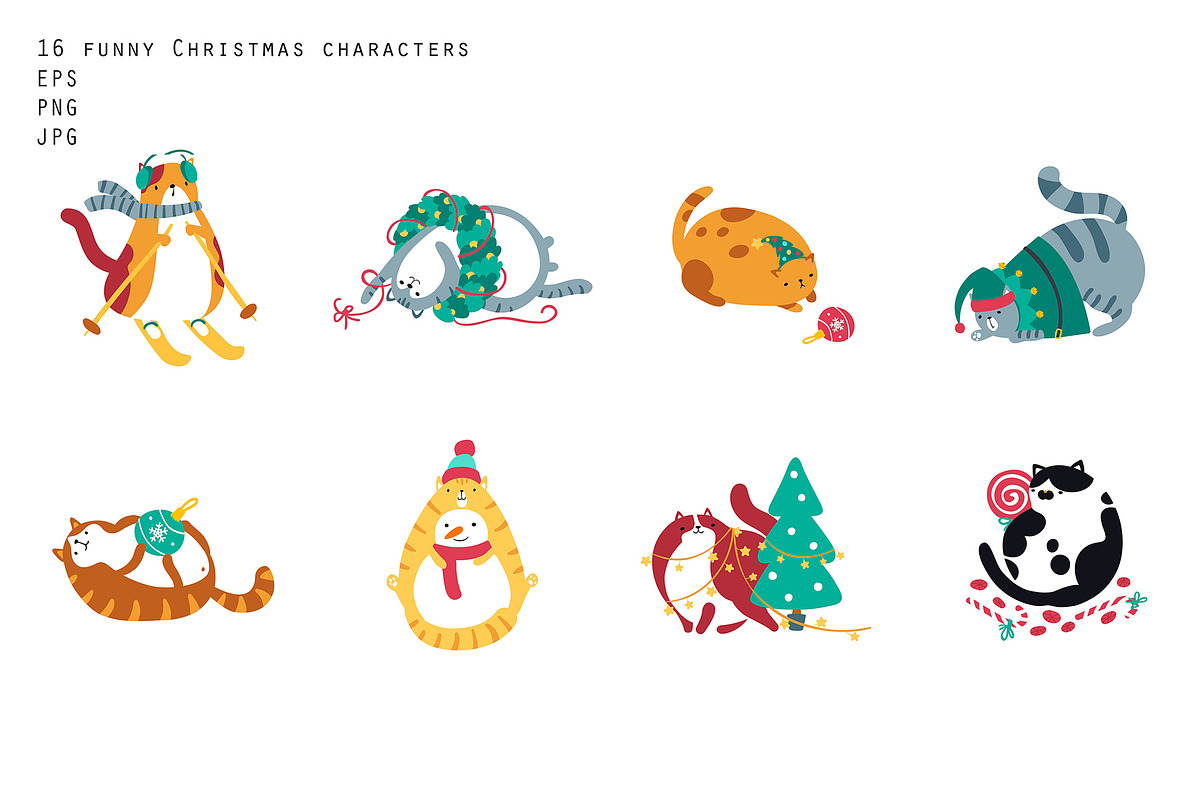 Cute fat cats. Christmas collection., a Decorative Illustration by Svitlana Kharchuk (Photo 2 of 15)