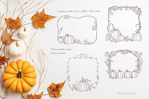 Pumpkin Line Art & Frames