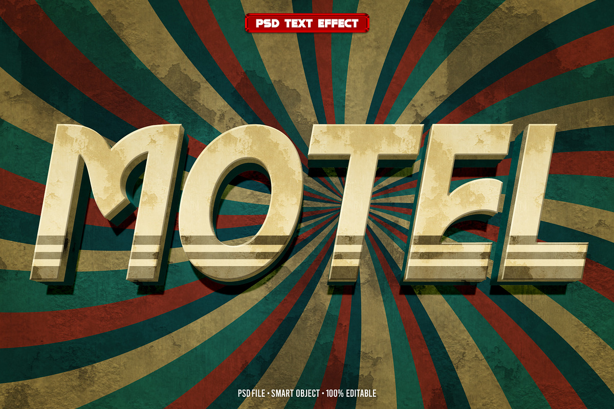 Motel 3D editable text effect, a Layer Style Add-On by Hello Muh