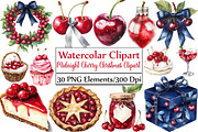 Midnight Cherry Christmas Clipart, an Illustration by DreamCafeArt (Thumbnail 1 of 5)