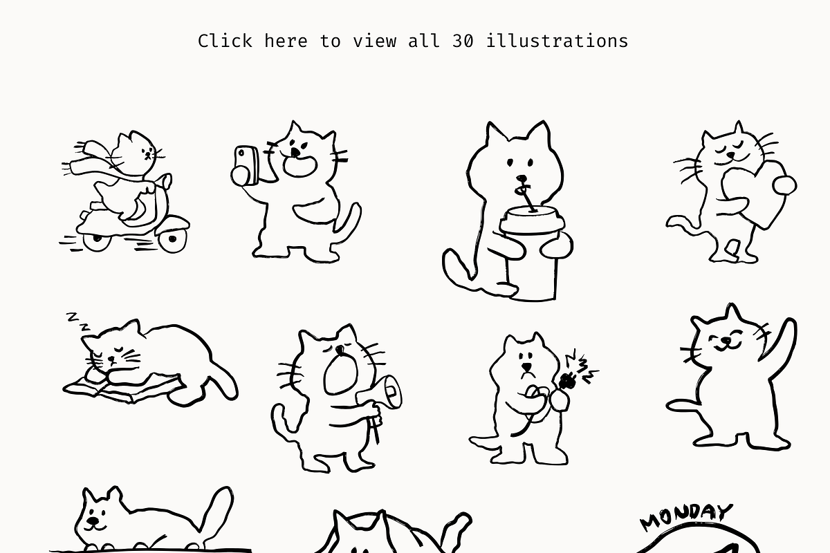 CATS: Naive Vector Cat Illustrations, an Animal Illustration by Veyla (Photo 3 of 11)