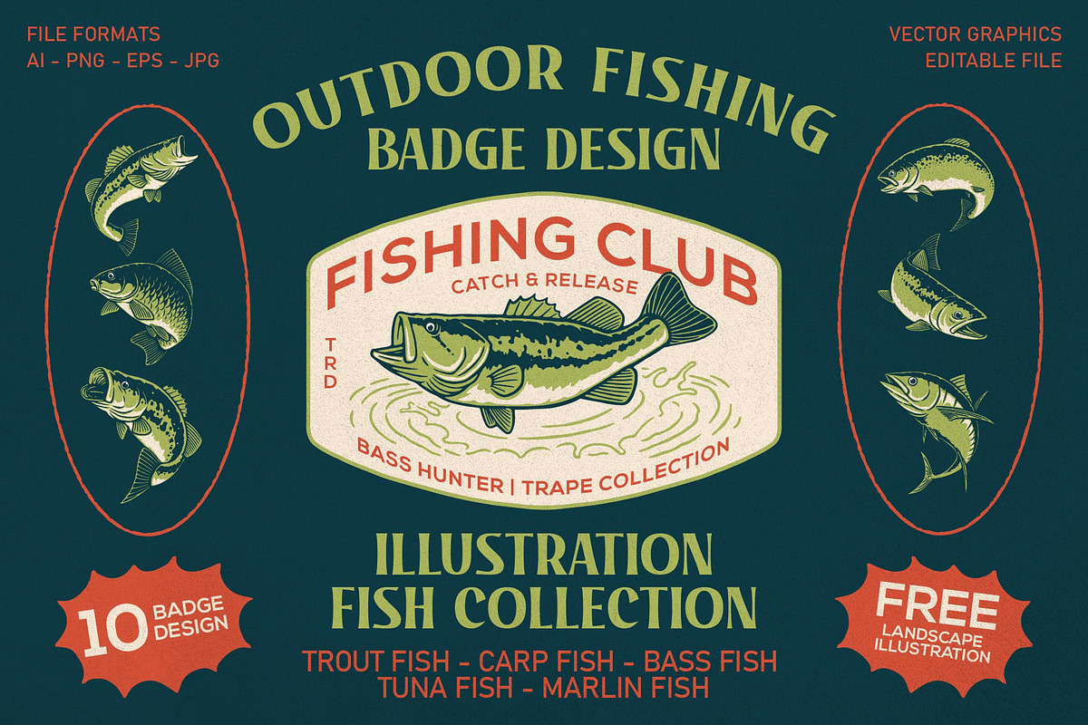 Fishing Illustrations & Bade designs, an Animal Illustration by Trape Graphic Studio (Photo 1 of 10)