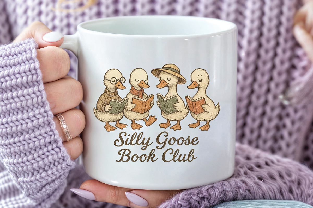 Silly Goose Book Club Reading PNG, an Illustration by CraftArtStudio (Photo 2 of 4)
