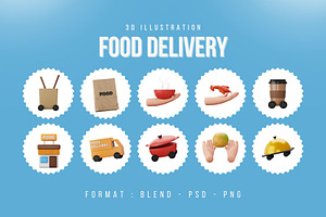 Food Delivery 3D Icon Pack