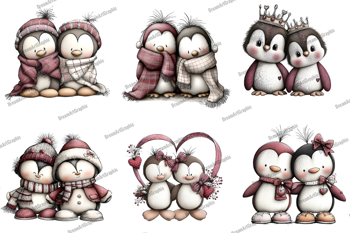 Quirky Christmas Penguin Couple, an Illustration by DreamArtGraphic (Photo 5 of 5)
