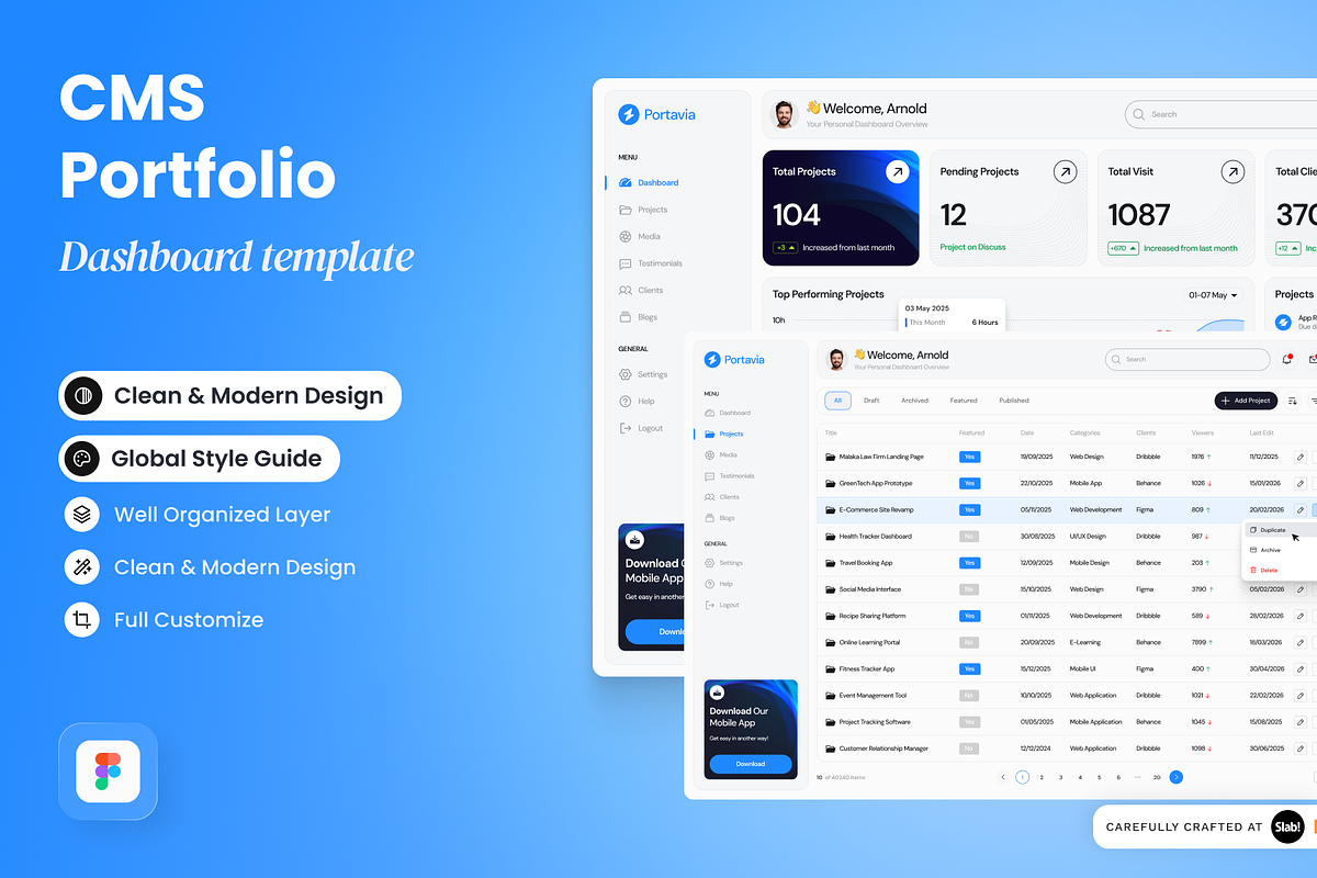 Portavia - CMS Portfolio Dashboard