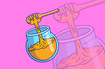 Honey Jar With Dripping Spoon
