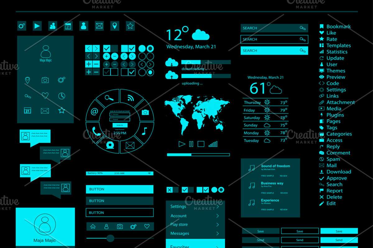 UI kit, mobile and web design vector, a Background Graphic by TeaGraphicDesign (Photo 1 of 4)