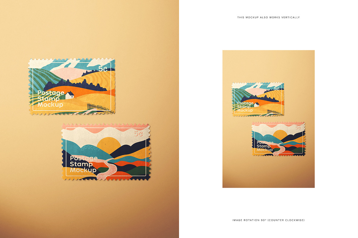 Postage Stamp Pair Mockup, an Advertising Mockup by Custom Scene (Photo 8 of 11)