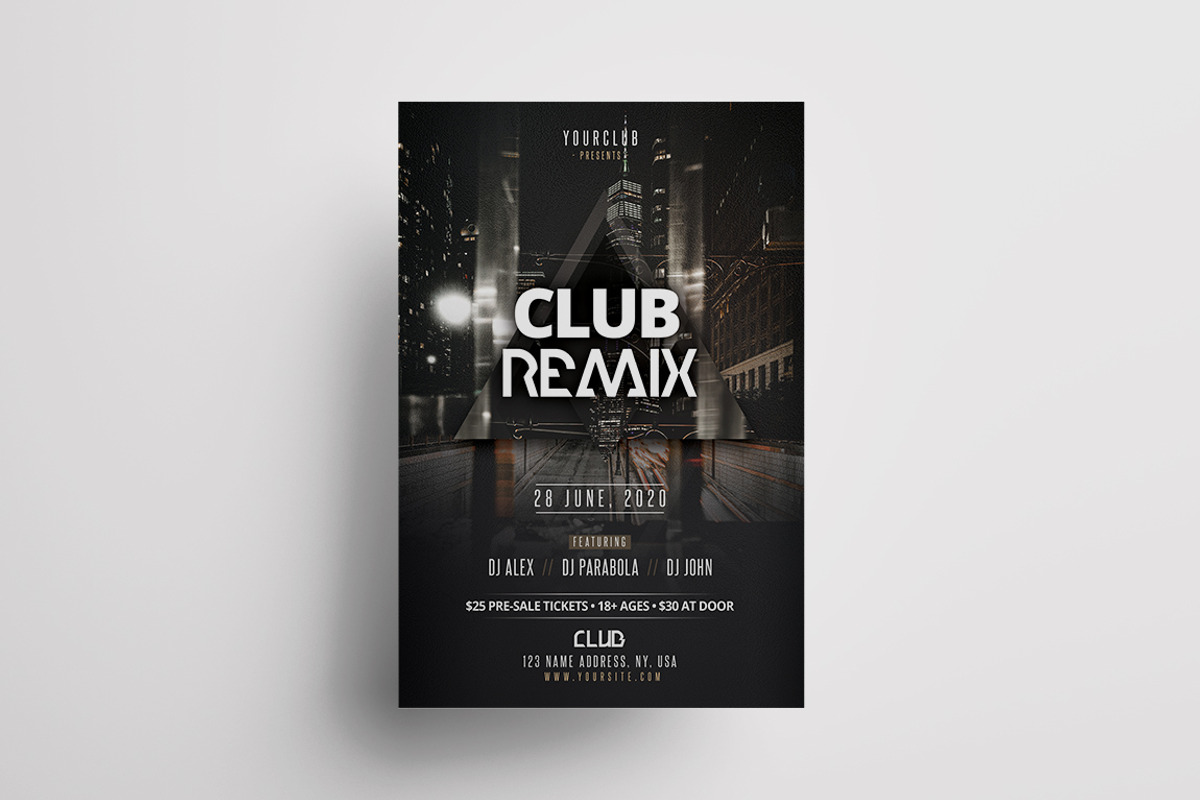 Club Remix PSD Flyers Templates, a Flyer Template by PixelsDesign (Photo 2 of 4)