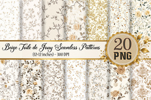 Beige Toile de Jouy Seamless Pattern, a Pattern Graphic by Design Market