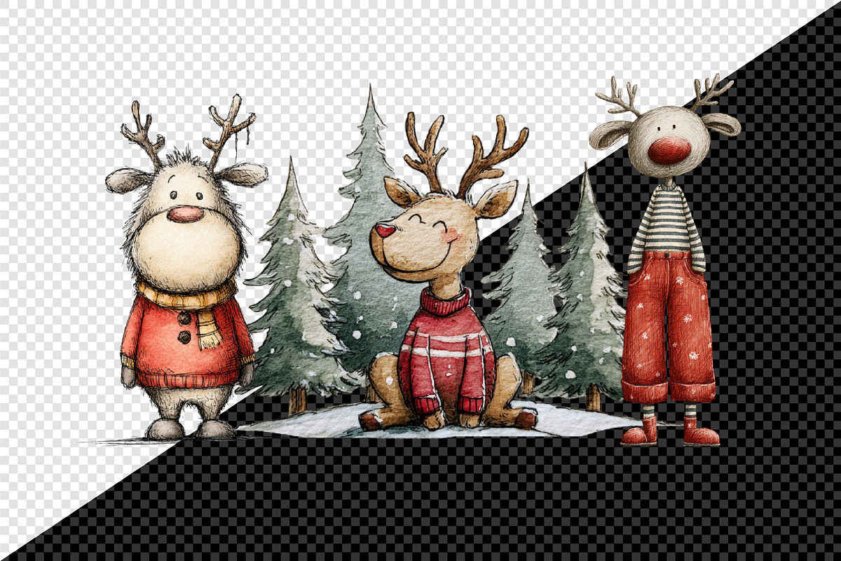 Quirky Funny Christmas Reindeer PNG, an Illustration by Creative Art (Photo 14 of 14)