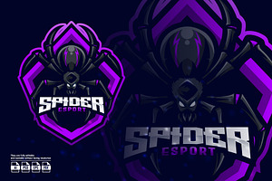 Spider Mascot Esport Logo, a Branding & Logo Template by prps.std