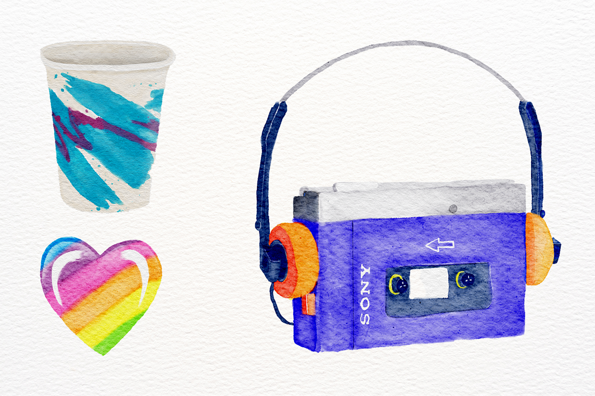 90s Nostalgia Watercolor Graphics, an Education Illustration by CherithDrawsThings (Photo 7 of 7)