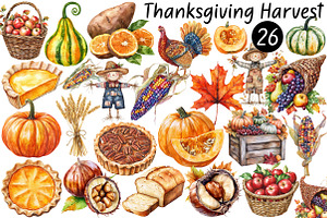 Watercolor Thanksgiving Harvest