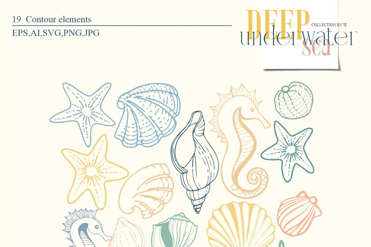 Deep underwater sea, an Animal Illustration by Collection by VY (Photo 7 of 14)
