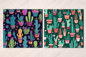 Cactus Seamless Pattern