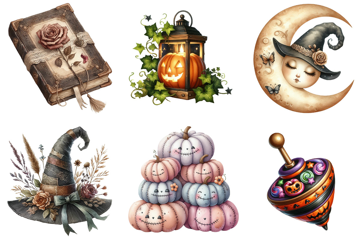 Cute Vintage Aesthetic Halloween Cli, an Illustration by DreamArtGraphic (Photo 4 of 6)