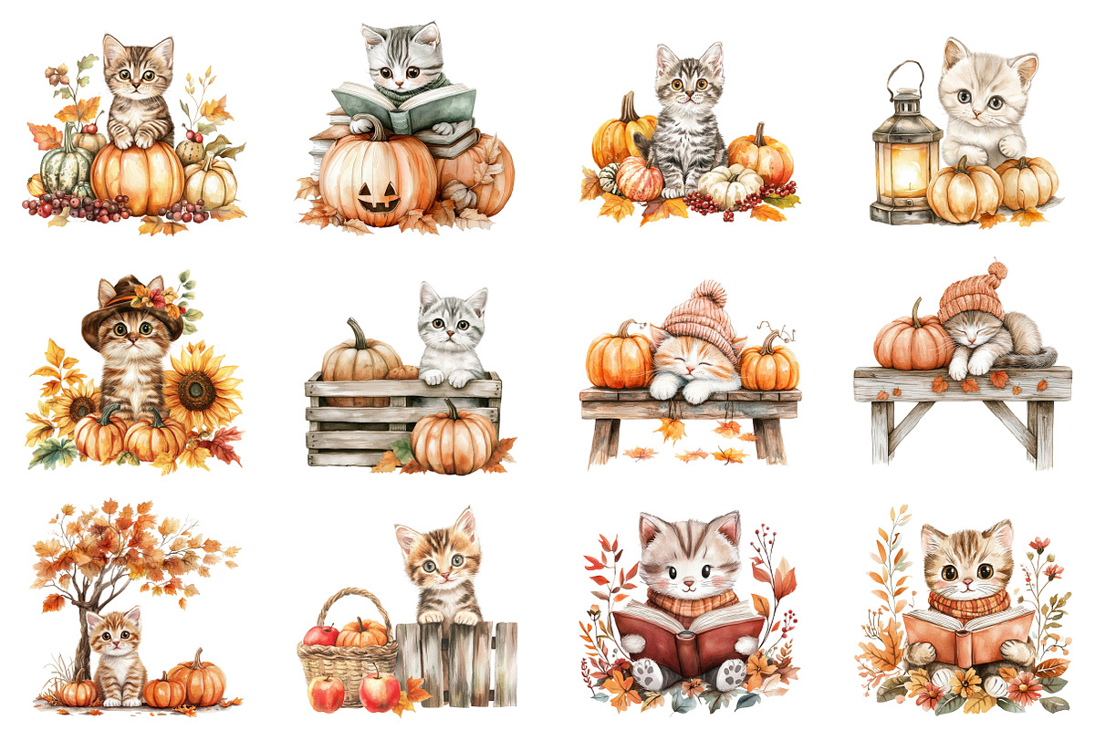 Cute Autumn Kitten Sublimation, an Illustration by CitraGraphics (Photo 2 of 6)