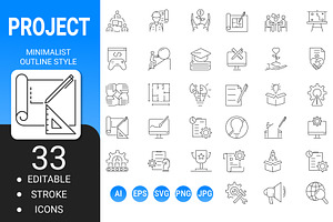 Project minimalist outline icon set, an Outline Icon by Icons
