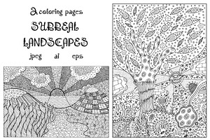 Surreal Landscape - 2 coloring pages