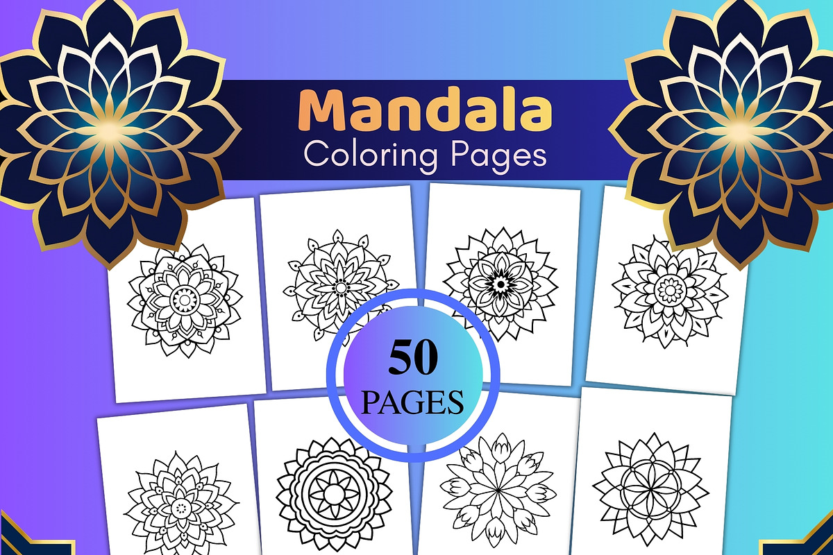 50 Simple Mandala Coloring Pages, an Object Illustration by SimoDigitalArt (Photo 2 of 5)